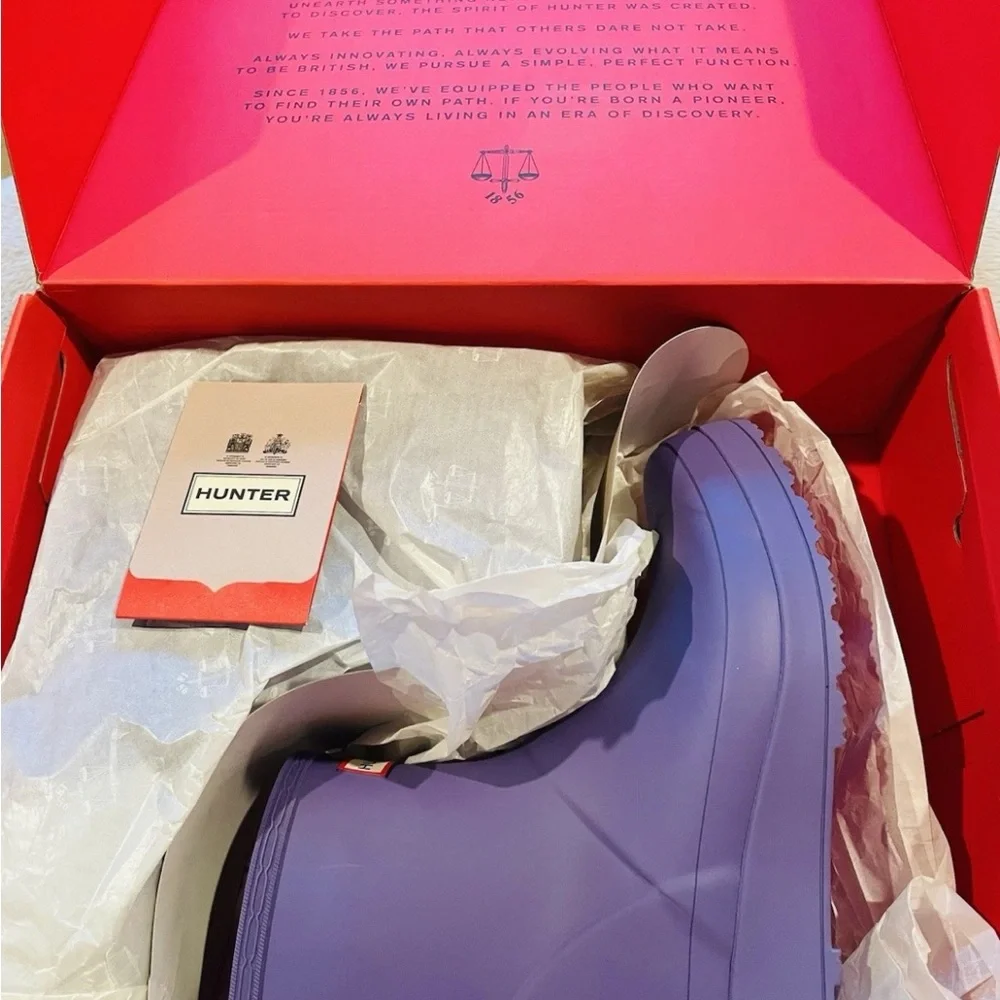SOLD….NEW Women's Size 7 or 9 HUNTER Original PLAY SHORT BOOT IRIDESCENT RAIN 7W - Picture 3 of 7